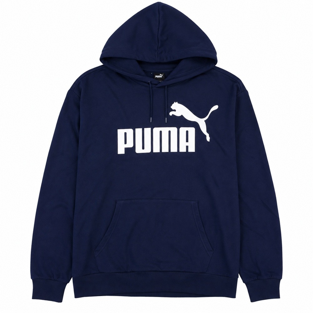 Puma Hoodie Mens 4XLT Essentials Big Logo Navy Blue Fleece Pullover Sweatshirt